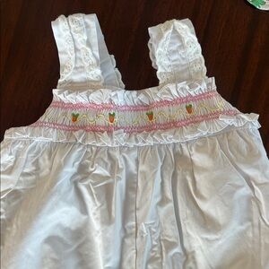 The Beaufort Bonnet Company Ritzy Romper Smocked Carrot White 2T Easter